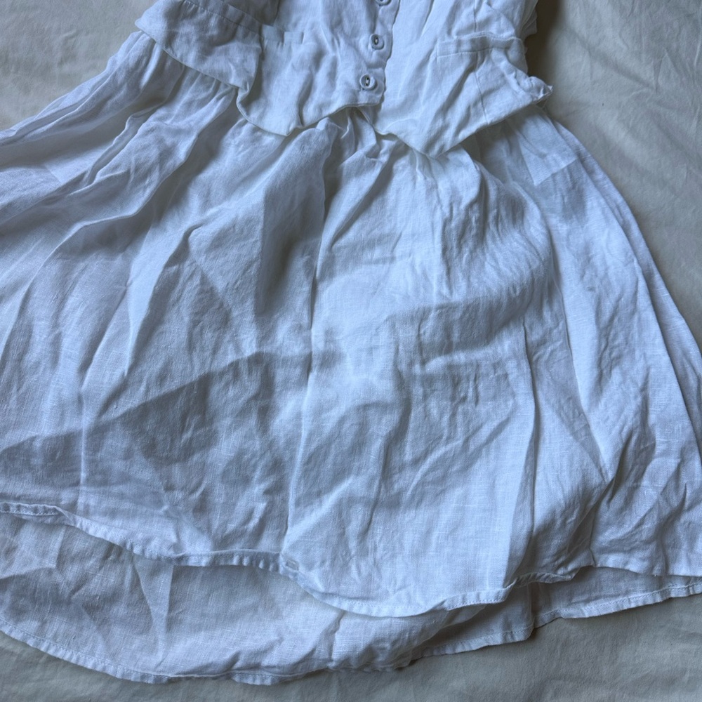White linen mini Vest Dress verge girl - Picture 3 of 6